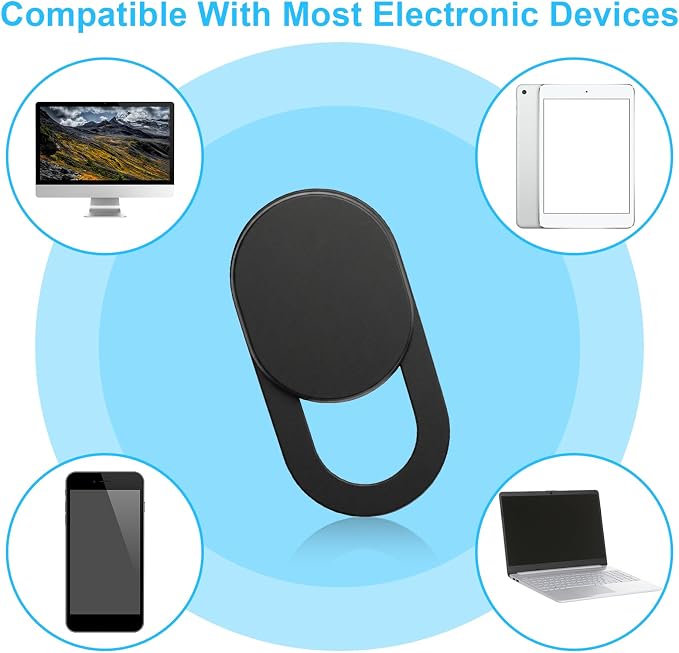 50 PCS Webcam Cover Slide Black Phone Camera Covers, 0.023 Inch Ultra-Thin Universal Laptop Camera Cover Slide Webcam Protects Your Privacy & Security for Laptop, Desktop, Smartphone, Cell Phone