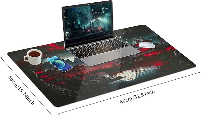 Bloss Japanese Style Desk Mat, Large Leather Desk Pad, Desk Matt for Desktop, Desk Pad Mat Waterproof, Computer Mat for Office Work/Home/Decor(31.5 x 15.7 Inches)