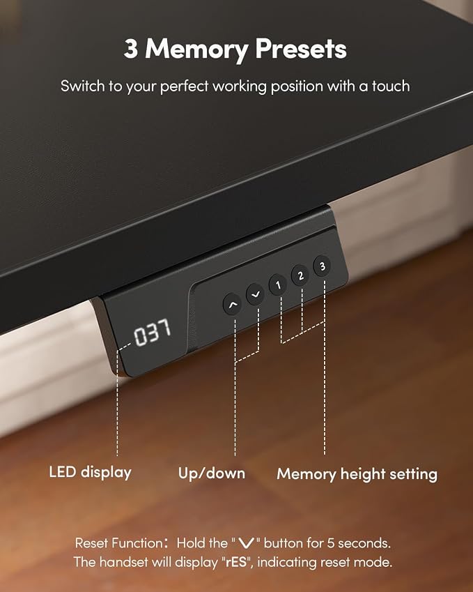 FEZIBO One-Piece Standing Desk, 48"x24" Seamless Tabletop Electric Height Adjustable for Home Office, Study Rooms & Multi-Device Workstations, Black