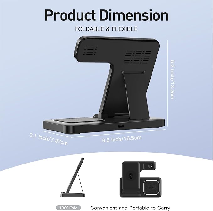 2026 Traveling Portable Wireless Fast Charger for Apple & Android Charging Station,3 in 1 Charging for iPhone 17 16 15 14 13 12 11,Apple Watch & Air pods 4 3 2 Pro,Samsung Galaxy-Gifts for Family