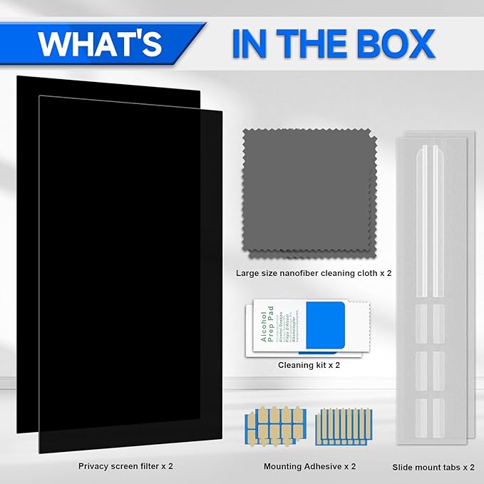 [2-Pack] Privacy Screen For Computer Monitor, 35-Inch 21:9 Aspect Ratio; Anti Spy/Bule Light/Glare And Eye Protection, 2 Install Ways Removable For Office, Airport, Cafe And Other Public Area; Diagonal 35 Inches, Width 32.17 Inches, Height 13.79 Inches