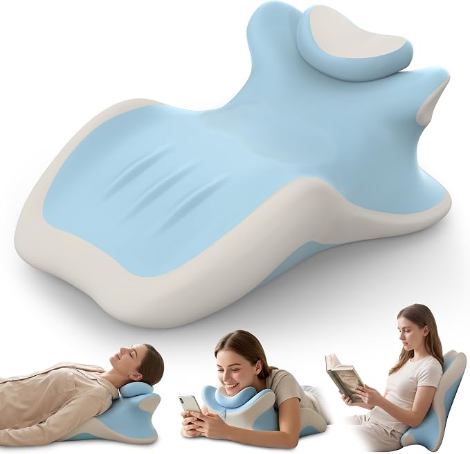 HAMYODO 27° Angled Wedge Pillow, Support for Neck Back Waist (Iceblue) | Multi-Position Headboard, Bed Rest Pillows for Prone Sleeping ,Backrest Chaise Lounges Stomach Support in Bed, Couch or Floor