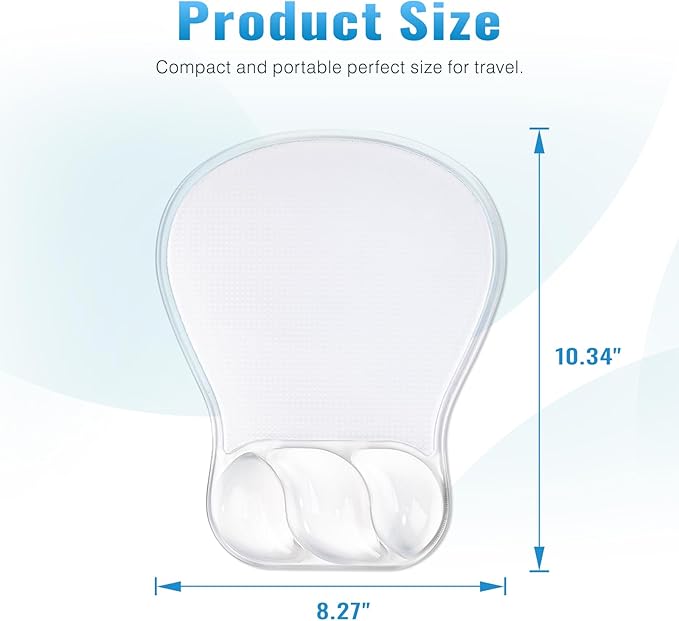 Ospelelf Mouse Pad with Wrist Rest Set Gel Ergonomic Wrist Support Anti-Slip Rubber Bottom Office Women Desk Accessories for Computer, Laptop and Gaming, Clear