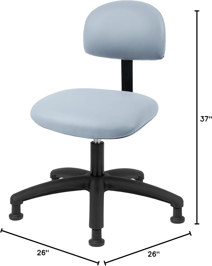 FSS Series Square seat Medium (19"-27") seat Height Chair. Vinyl-for Office, Garage, Desk, Shop, Computer, Doctor, Medical, Easy to Clean! NO Footring (Gray, Medium, Glides)