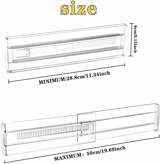 8 Pcs Drawer Dividers for Clothes, 3.15" High 11.34"-19.69" Adjustable Expandable Dresser Drawer Organizer, Clear Plastic Separators for Dresser, Baby Clothing (8, clear)