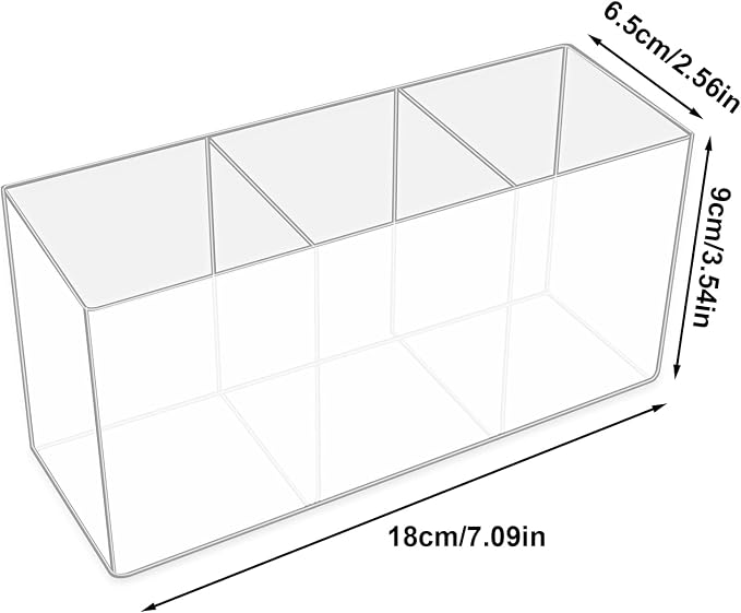 Acrylic Pen Holder,3 Compartments Pencil Cup Stationery Organizer,DIY Pen Holder for Desk,Makeup Brush Holder for Home, Office, Classroom, Bathroom