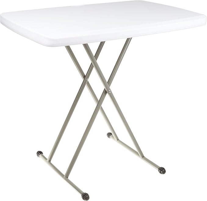 Lavish Home Portable Folding Tables - Lightweight Portable Folding Desk with Adjustable Height - Small Plastic Table for TV Tray, Playing Cards, and Craft Room (Single/White/2.5 FT Wide)