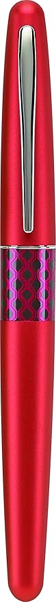 PILOT MR Retro Pop Collection Fountain Pen in Gift Box, Red Barrel with Wave Accent, Fine Point Stainless Steel Nib, Refillable Black Ink (91432)