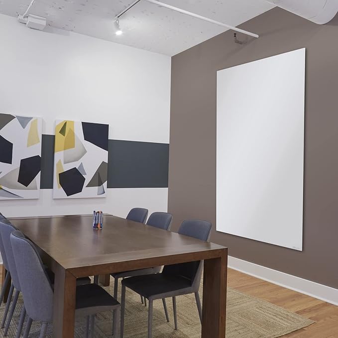 Quartet Whiteboard, Magnetic Dry Erase White Board, Glass 42" x 74" Vertical-Only, Frameless, InvisaMount, White (Q014274IMW)