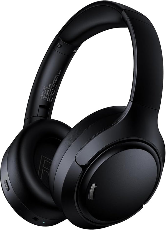 Hybrid Active Noise Cancelling Headphones Wireless, 120Hrs Playtime, 6 ENC Clear Mic, Over Ear Bluetooth Headphones with Hi-Res Audio Comfort Earcup Foldable ANC Headphone for Travel Game Home Office