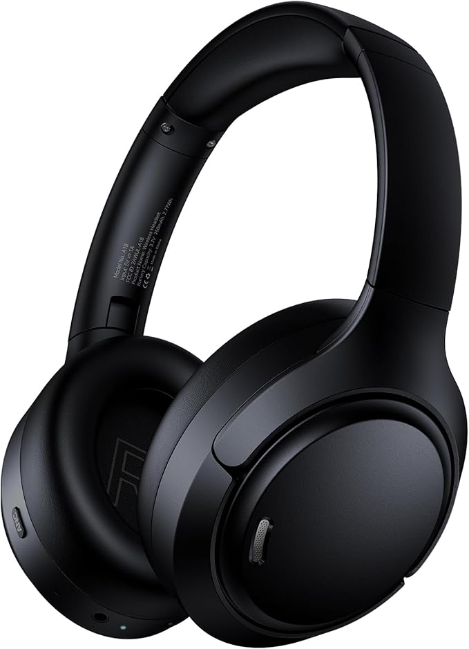 Hybrid Active Noise Cancelling Headphones Wireless, 120Hrs Playtime, 6 ENC Clear Mic, Over Ear Bluetooth Headphones with Hi-Res Audio Comfort Earcup Foldable ANC Headphone for Travel Game Home Office