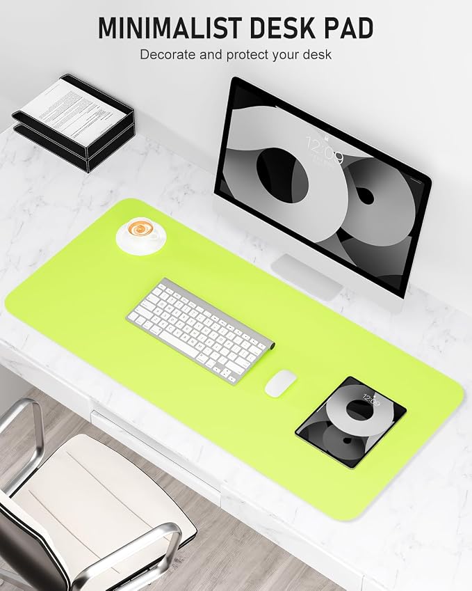 Desk Pad, 30" x 14" PU Leather Non-Slip Desk Mat Large Mouse Pad for Desktop, Waterproof Laptop Computer Writing Mat for Office, Home, Work, Gaming, Kiwi Green