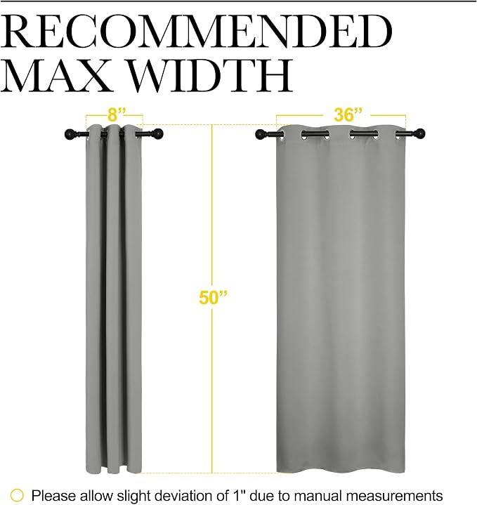 NICETOWN Thermal Insulated Grommet Blackout Curtains, Kids Window Drape Panel for Nursery, Privacy Short Curtains (Silver Grey, 2 Panels, W42 x L50 -Inch)
