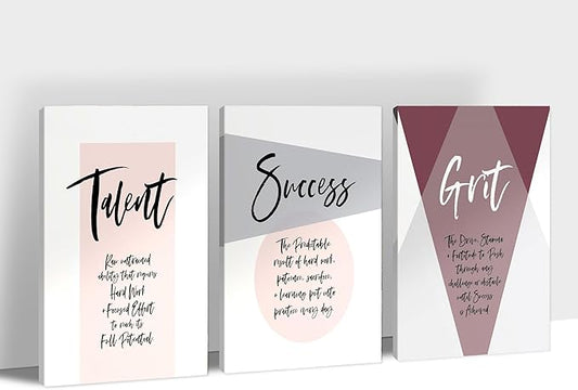 3 Piece Inspirational Canvas Wall Art, Office Wall Art, Motivational Quote Art Pictures for Gym Decorations, Inspirational Positive Quote Poster, Framed Artwork for Home Office Wall Decor 16”x24”x3Pcs