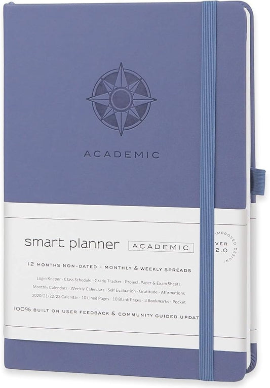 Smart Academic Planner - A5 Size 8.6 x 5.7 inches - Undated Daily Planner for School - Daily, Weekly, and Monthly Scheduling - Student Planner for Maximizing Focus and Productivity (Lavender)