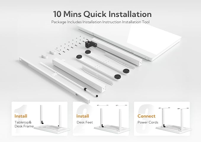 Claiks Glass Standing Desk with Drawers & USB Ports 55x24 Inch, White | 3 Steps Quick Install, 2 Zones Drawer, USB Ports, Ultra White One-Piece Glass Top, Writable Top