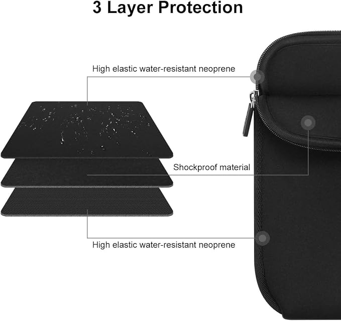 AULEEP 15-15.6 inch Laptop Sleeves, Neoprene Water-Resistant Laptop Case Slim Cover, Durable Chromebook Computer Carrying Bag for MacBook Air/MacBook Pro for HP/Lenovo/Dell/Asus/Acer, Black