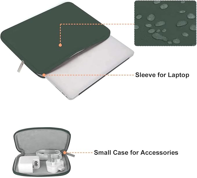 MOSISO Laptop Case 13 inch, 13 inch Laptop Sleeve Bag Compatible with MacBook Neo/Air M5 M4 M3 M2 M1 2026-2018 / Pro M2 M1 2026-2016, Neoprene Computer Sleeve Bag with Small Case, Midnight Green