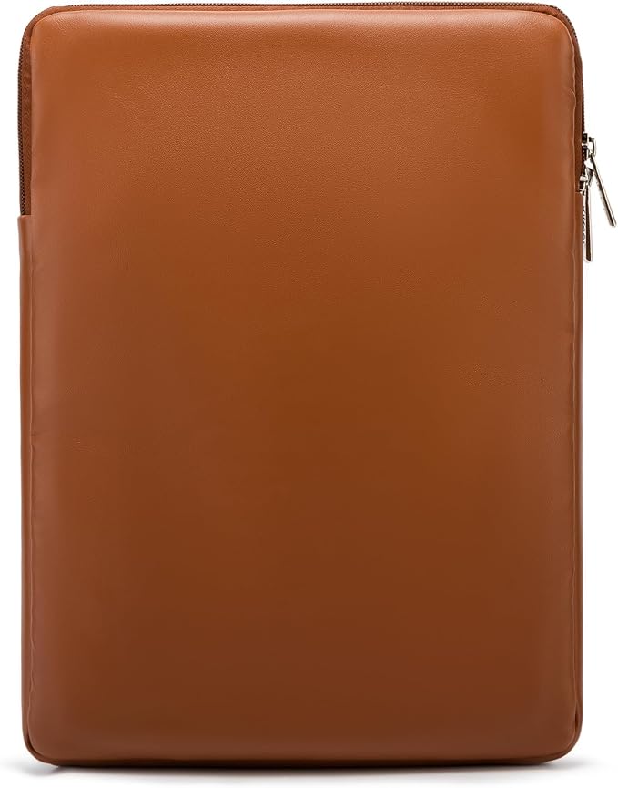 Kinmac 360° Protective Vertical Laptop Sleeve Case Cover Bag (Coffee Flower PU, 15.6 inch-16 inch)