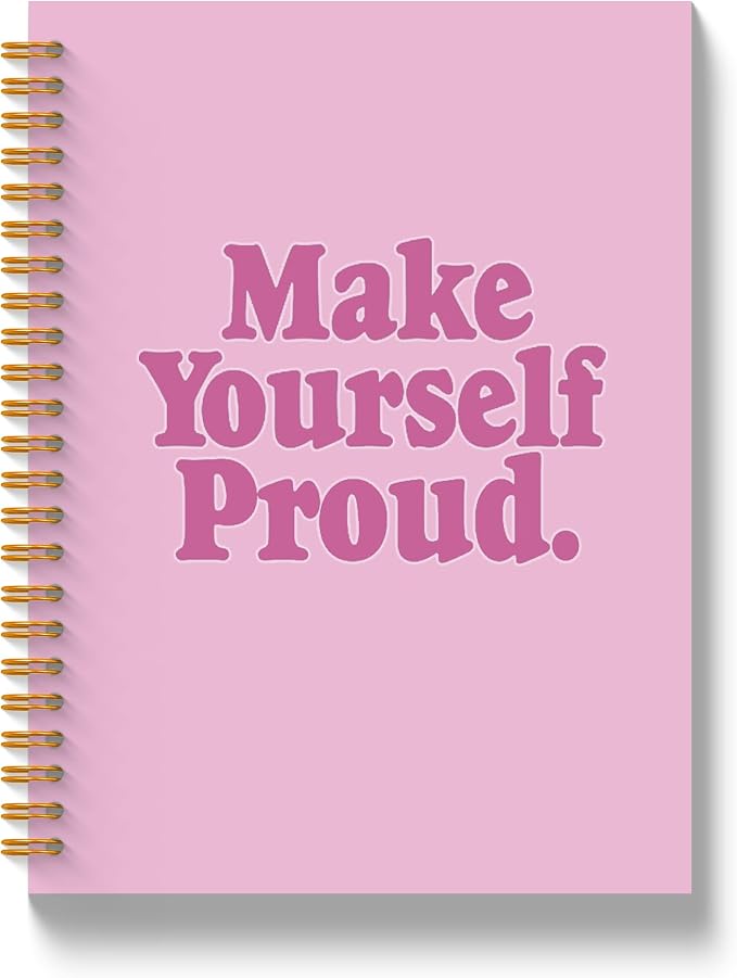 JLLBF Pink Motivational Spiral Notebook, Positive Affirmation Gifts Notebooks for Work, Inspirational Gifts for Women, Make Yourself Proud Journal Notebook, 5.5x8.3 Inch