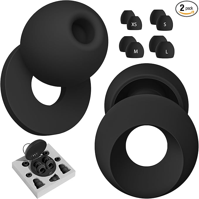 Upgraded 13 Pieces Reuseable Noise Reduction Ear Plug kit, Noise Cancelling Ear Plugs for Concerts, Work, Traveling, Focus, Swimming, Silicone Ear Plugs for Sleeping (Black)