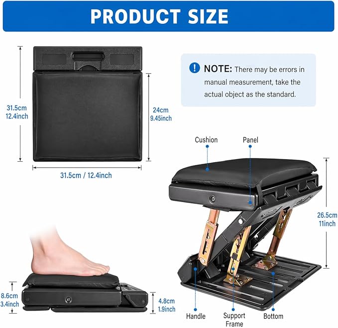 Foot Rest for Under Desk at Work 4-Level Height Adjustable, Ergonomic Foldable Footrest for Office, Gaming,Computer, Soft & Removable Pad Desk Foot Stool Suitable for All Seasons