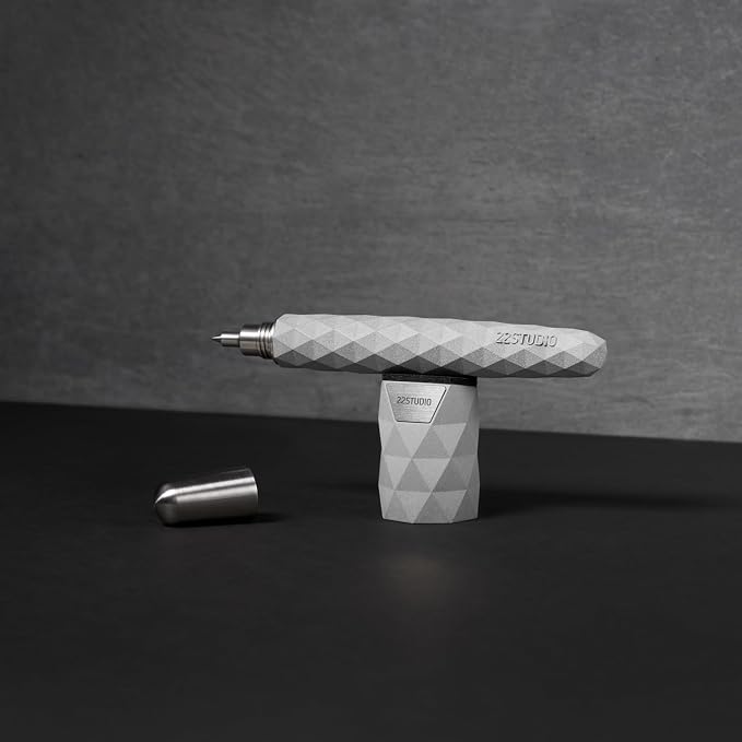 22STUDIO Polygon Rollerball Pens Gift Set| Luxury Smooth Writing Pen | Unique Design for Professionals & Collectors | Premium Office Stationery | Gift for Executive & Writer (Concrete Grey)