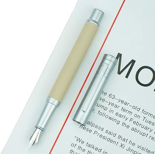 Hongdian White Metal Fountain Pen Fine Nib Beautiful Tree Texture Excellent Writing Gift Pen