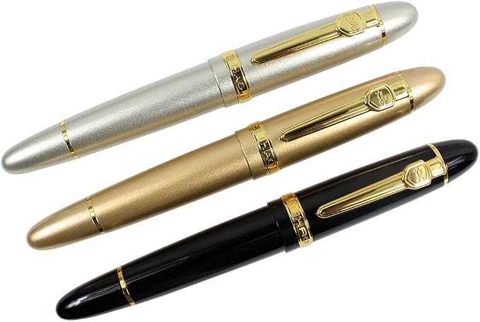 Jinhao 159 Liquid Ink Rollerball Pens Gold Trim Heavy Pen 3 Pieces in 3 Colors(0.7 mm)