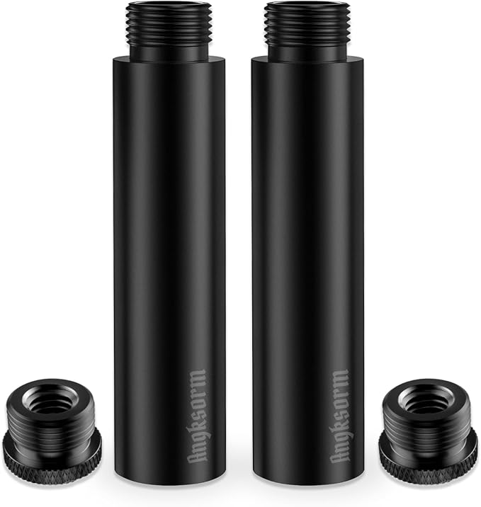 3-INCH Mic Stand Extension Tubes/Rods Parts (2PCS), Universal 5/8-27" Thread, Fits Most Mic Booms, Gooseneck Arms, Bases - KE26X