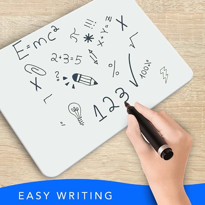 Small White Board- Small Dry Erase Board 4pk. with 4 Dry Erase Markers| Double Sided Lapboard Mini Dry Erase Board Perfect for Homeschool Supplies, Office, Classroom Ideal Dry Erase Board for Kids.