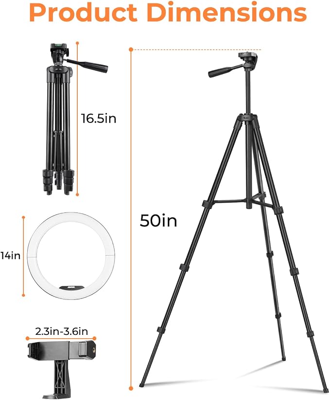 Sensyne 14" Ring Light with Tripod Stand, LED Circle Light with Phone Holder, for Photo Selfie, Video Recording, Zoom Meeting