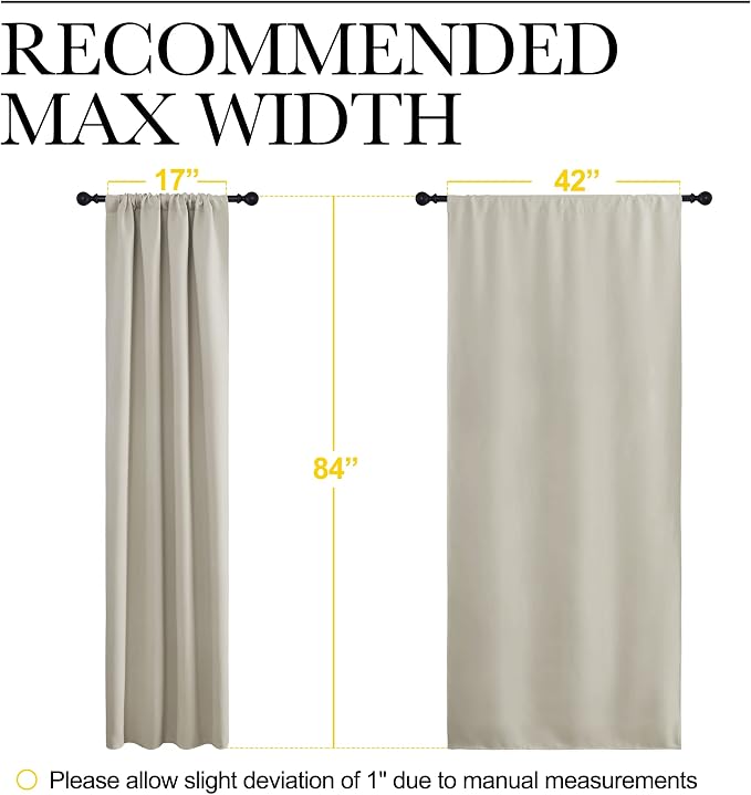 NICETOWN Blackout Curtains for Living Curtains, Room Darkening Window Curtain Panels, Easy-Care Solid Thermal Insulated Draperies/Drapes for Daughter Room (Natural, 2 Panels, 42 by 84)