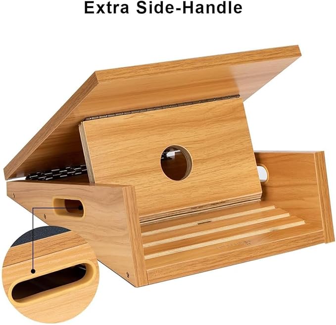 StrongTek Professional Wooden Slant Board, Adjustable Incline Board, and Calf Stretcher, Stretch Board - Extra Side-Handle Design for Portability, Full-Coverage