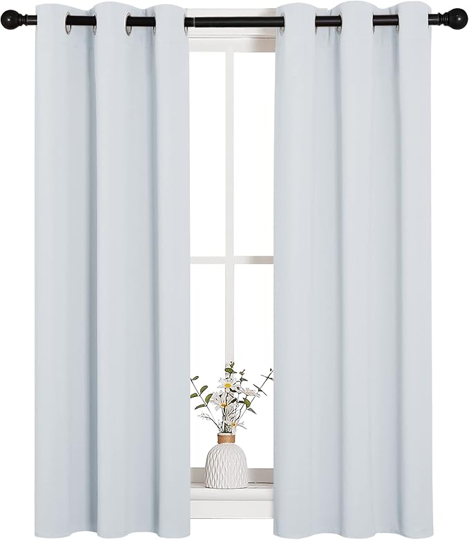 NICETOWN Room Darkening Draperies Curtains Panels, 2 Panels, 29 by 40, Greyish White, Window Treatment Thermal Insulated Grommet Room Darkening Curtains/Drapes for Bedroom