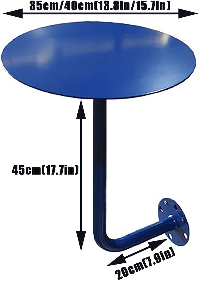 Wall-Mounted Small Round Table for Cafe, Dessert Shop & Home - 3.0MM Thick Iron Metal Anti-Deformation, Space-Saving(Blue,40x45x20cm)