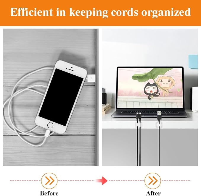 Shintop 16pcs Cable Clips for Organizing Nightstand Phone Chargers (White) | Rubber Cord Holder, Self-Adhesive Cable Organizer, Desk Wire Holder for Mouse Cord, Quick Access, Less Movement, Residue-Free