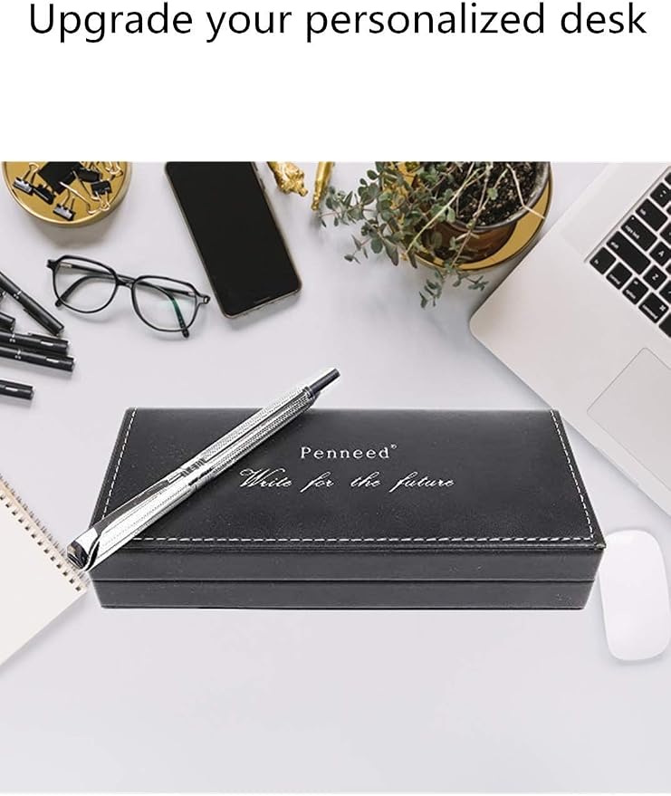 Penneed Rollerball Pen Gift Set for Men Women Executive Home Office Use, with Gift box Refillable 0.7mm Black Ink G5(Elegant Sliver)