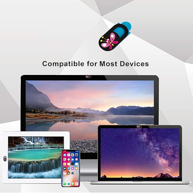 SIREG Webcam Cover Slide 0.027in Ultra Thin Web Camera Cover for Laptops Smartphone PC Tablets for Protecting Your Privacy Security (Butterfly-Black & 3 Pack)
