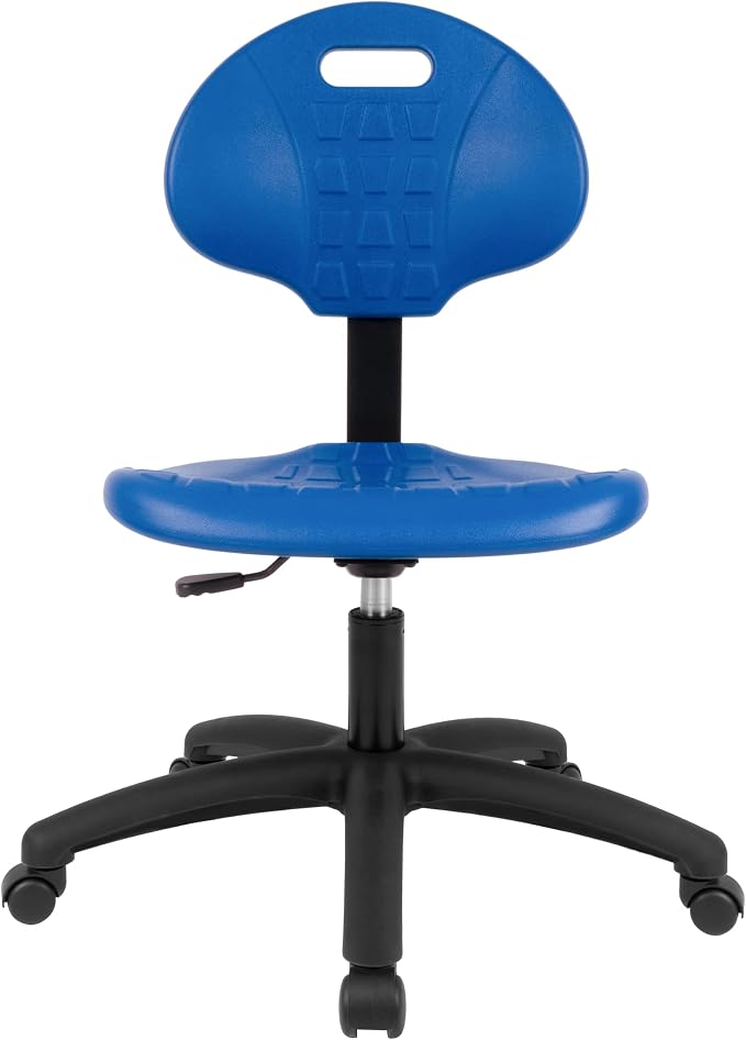 Table Height Chair/Stool-Easy to Clean! Deluxe Ergonomic Polyurethane Chair. 5" of Height Adj (15.5"-20.5") 450 lb Capacity. Automotive, Lab, Garage, Home, Office (Standard, Blue)