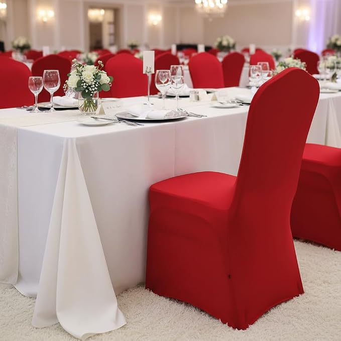 Stretch Polyester Dining Chair Cover Slipcover for Wedding Banquet Party Dining Room (Red)