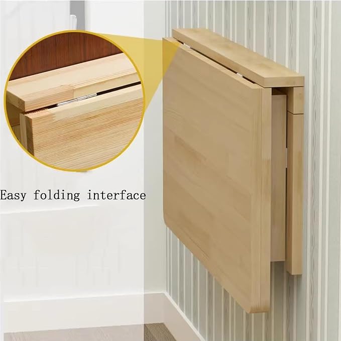 Fold-Away Wall Table , Solid Wood Folding Table, Wall mounted computer desk, study desk，Tables suitable for laundry rooms, kitchens, apartments, dormitories, or Studios (60 * 45cm/23.6 * 17.7in)