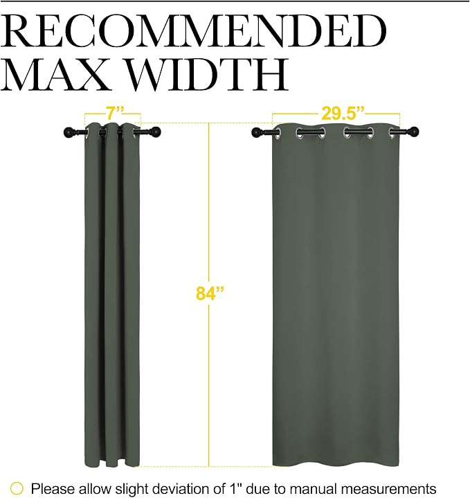 NICETOWN Thermal Curtains for Kids Room, Window Treatment Thermal Insulated Solid Grommet Blackout Drape Panels for Bedroom (Dark Mallard, Set of 2, 34 by 84 inches)