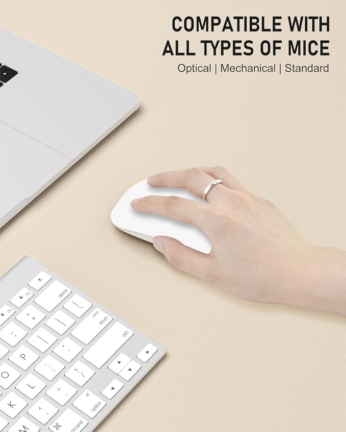 Desk Pad, 35.5" x 17" PU Leather Non-Slip Desk Mat Large Mouse Pad for Desktop, Waterproof Laptop Computer Writing Mat for Office, Home, Work, Gaming, Beige