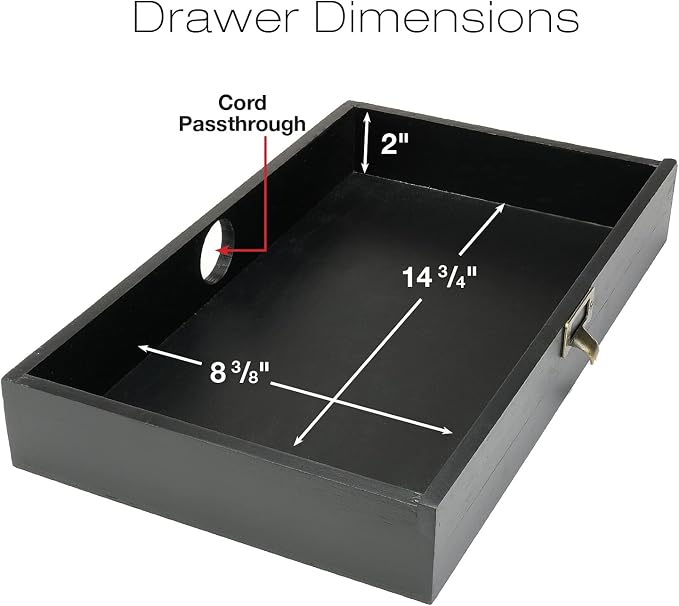 EXCELLO GLOBAL PRODUCTS Wooden Monitor Stand: Includes Drawer for Desktop Organization of Notebooks, Pens, Pencils & Office Supplies (Black)