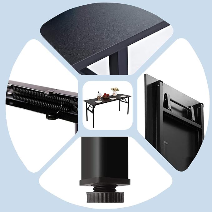 Need Home Office Desk - 62 Inches Large Computer Desk Sturdy Black Table Foldable Desk Gaming Computer Table No Assembly Required AC5CB 62inch