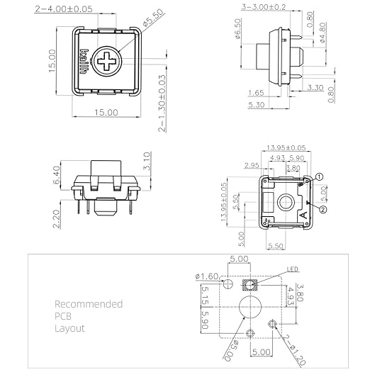 Kailh Choc V2 Low Profile Switch Red Linear, 4-Pin 50gf RGB SMD Gaming Mechanical Keyboard Switch (Choc Red 45pcs)