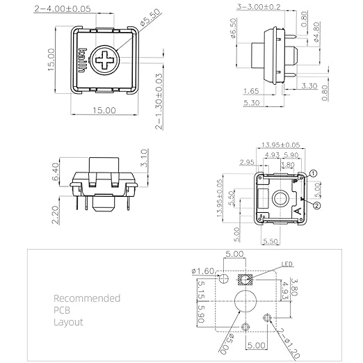 Kailh Choc V2 Low Profile Switch Brown Tactile, 4-Pin 50gf RGB SMD Gaming Mechanical Keyboard Switch (Choc Brown 108pcs)