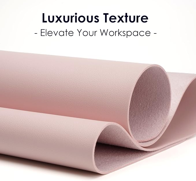 Leather Desk Pad Protector, Waterproof Mouse Pad, PU Desk Mat, Office Desk Cover, Desk Writing Mat for Office/Home/Work/Cubicle (Light Pink) 9x8 in