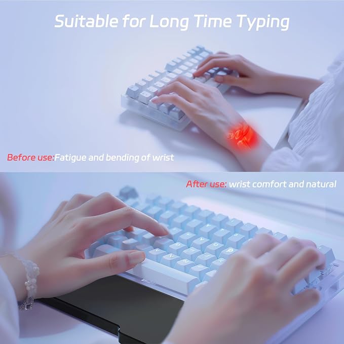 Acrylic Keyboard Wrist Rest - Compact 60% Keyboard- Mechanical Keyboards Ergonomic Palm Rest for Computer Keyboard,Anti-Slip Base,Wrist Pad for Laptop,Office & Home-Easy Typing (Black)